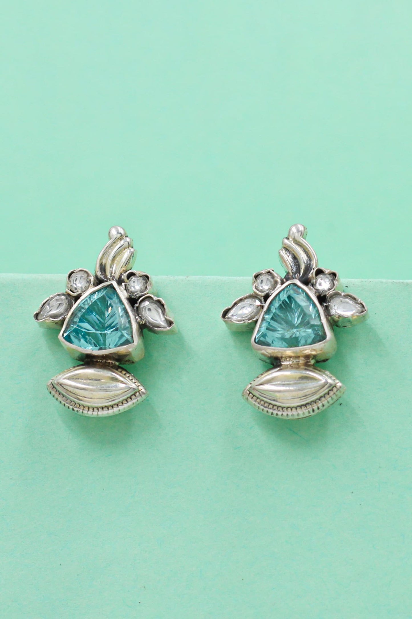 Aqua Bloom Silver Earrings 