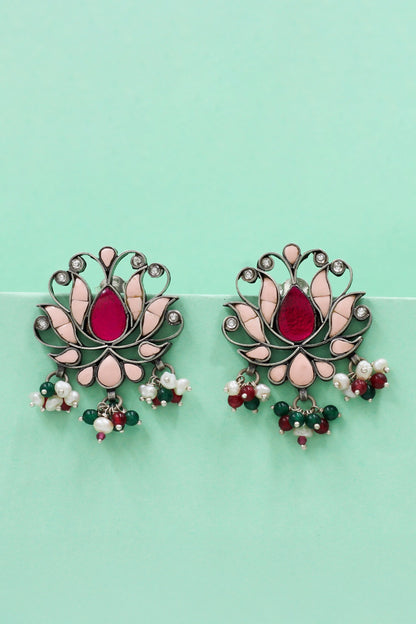 Lotus Bloom Silver Earrings 