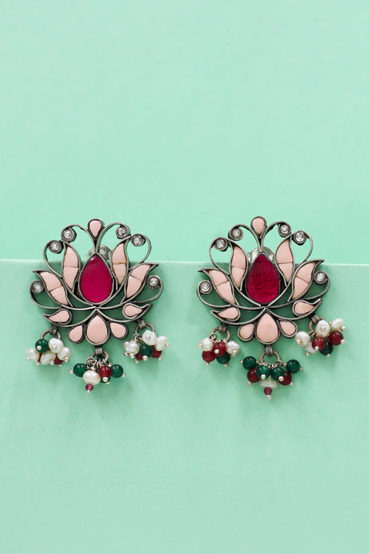Lotus Bloom Silver Earrings 