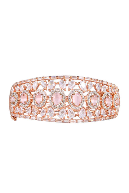 Rose Gold Plated Pink Stone Bangle 