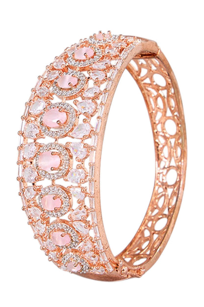 Rose Gold Plated Pink Stone Bangle 