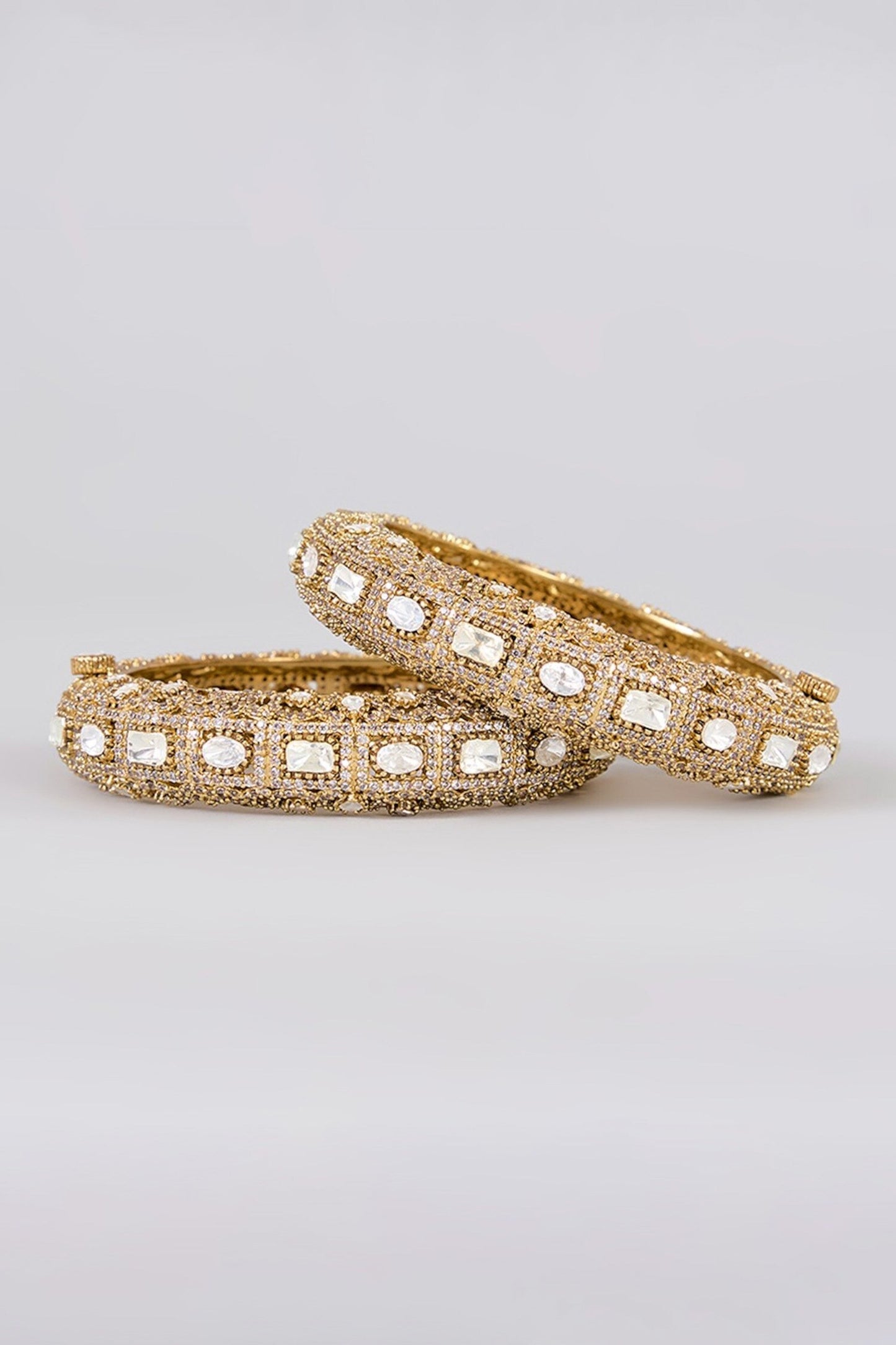 Royal Gold-Plated Kundan Bangles 