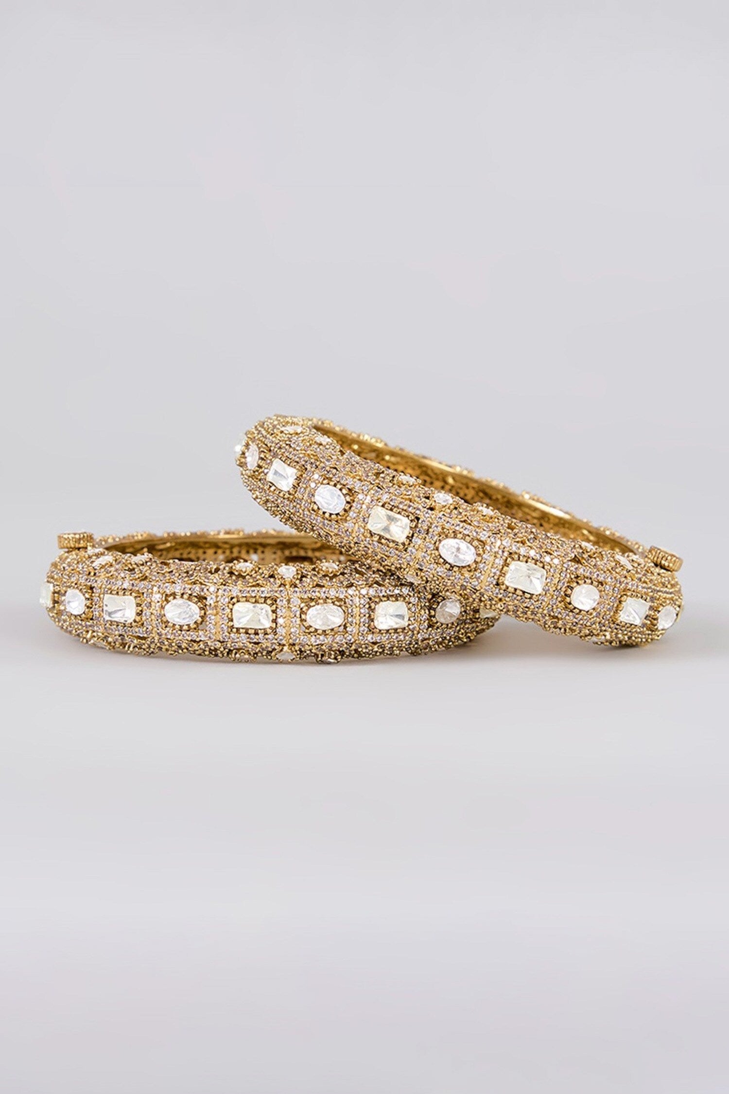 Royal Gold-Plated Kundan Bangles 