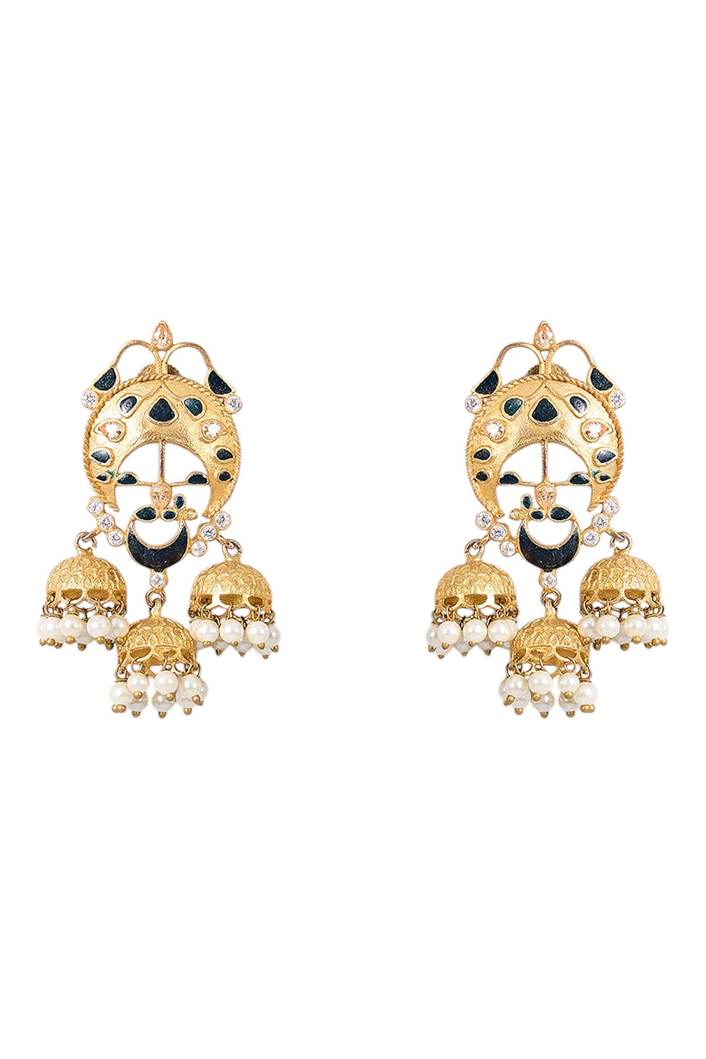 Gold-Plated Crescent Earrings 