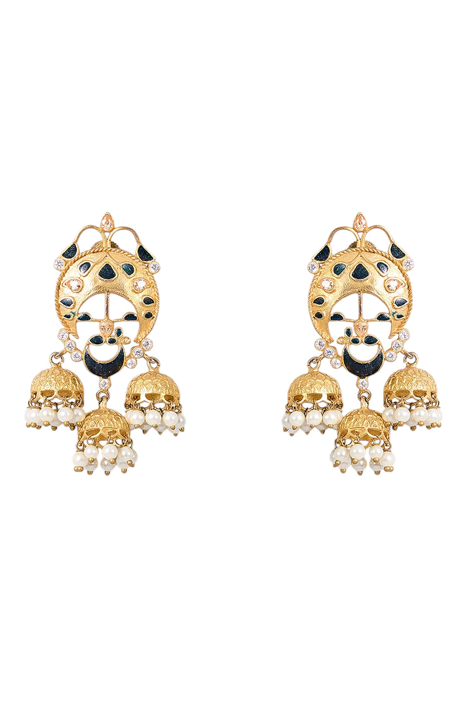 Gold-Plated Crescent Earrings 