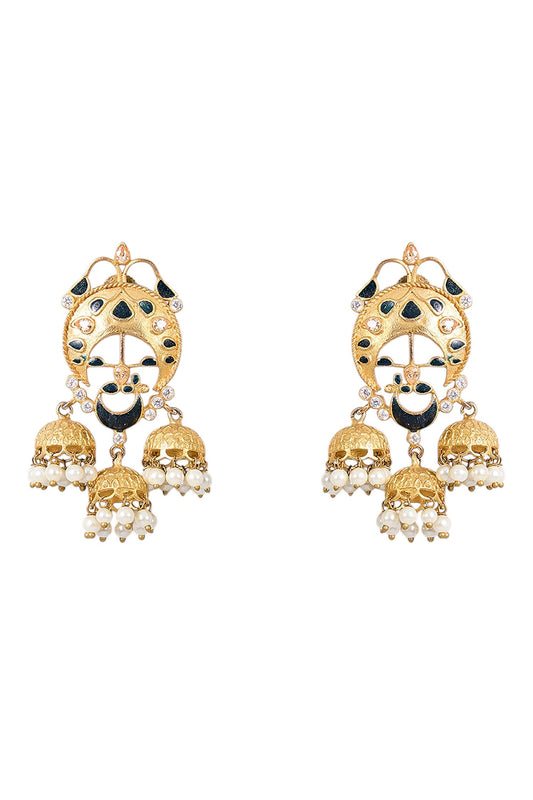 Gold-Plated Crescent Earrings 
