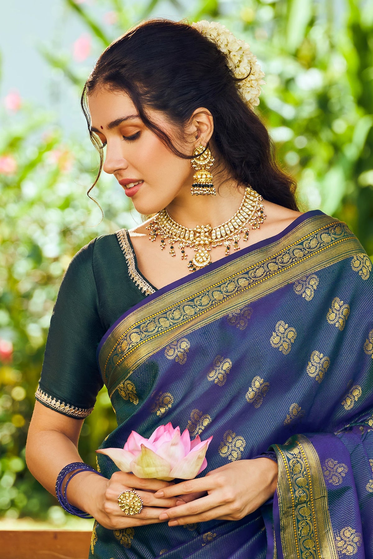 Crescent Cut Work Jadau Necklace Set 