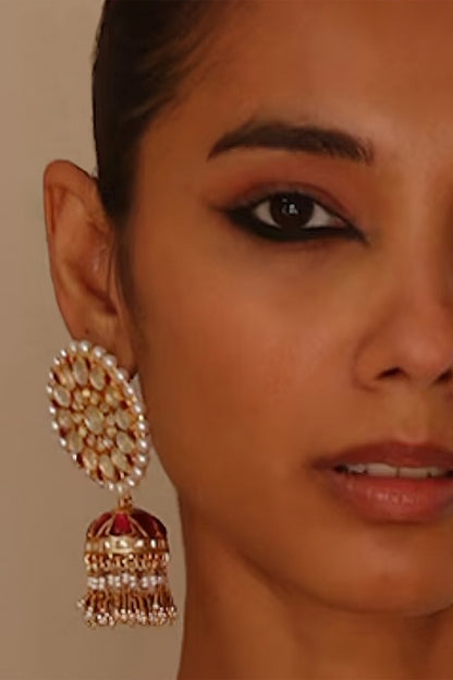 Ruby Embellished Jhumkas 