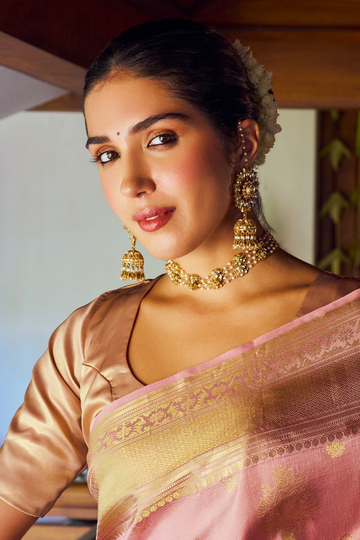 Floral Kundan Jadau Jhumkas 