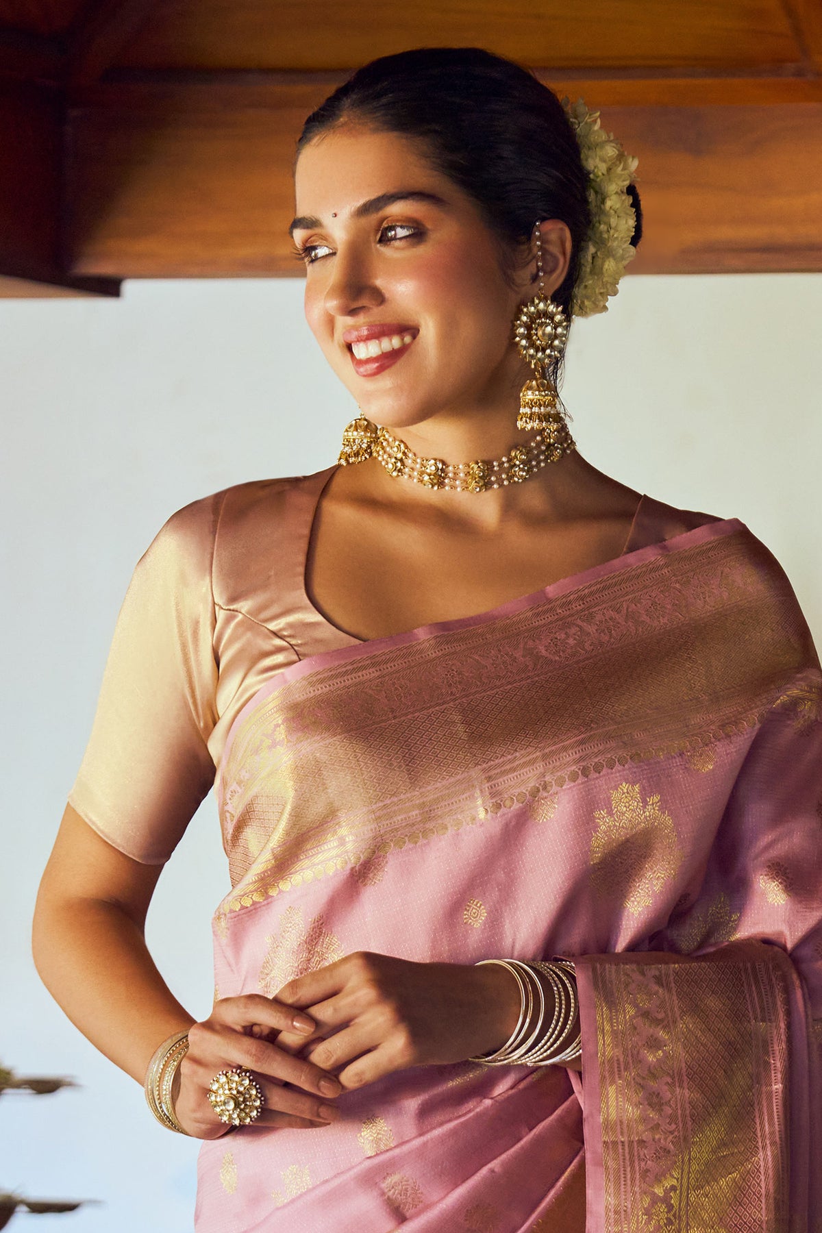 Floral Kundan Jadau Jhumkas 