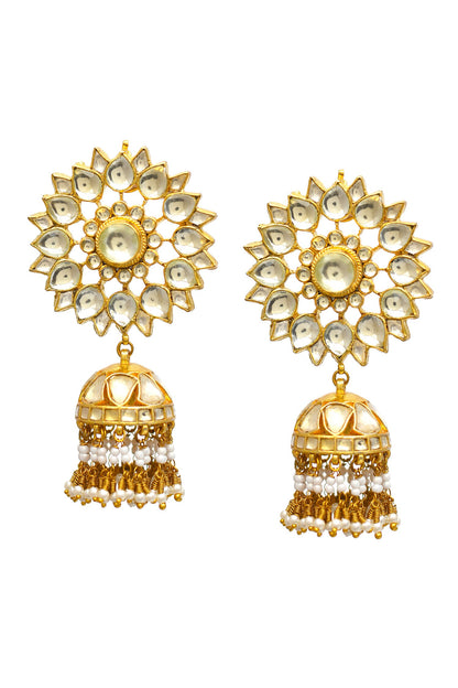 Floral Kundan Jadau Jhumkas 