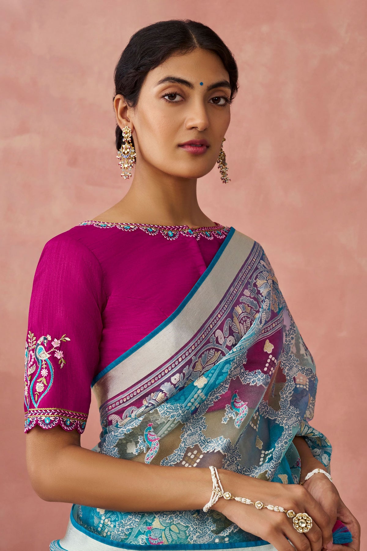 Floral Kundan Hathphools Set of 2 