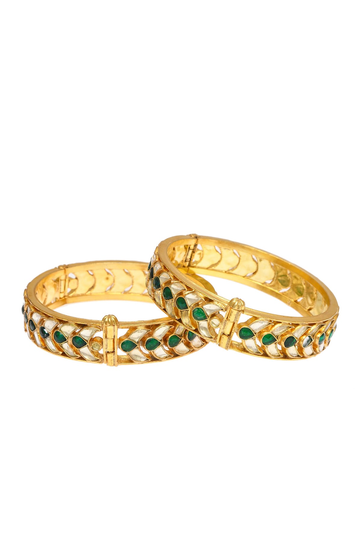 Leaf Carved Bangles - Set of 2 
