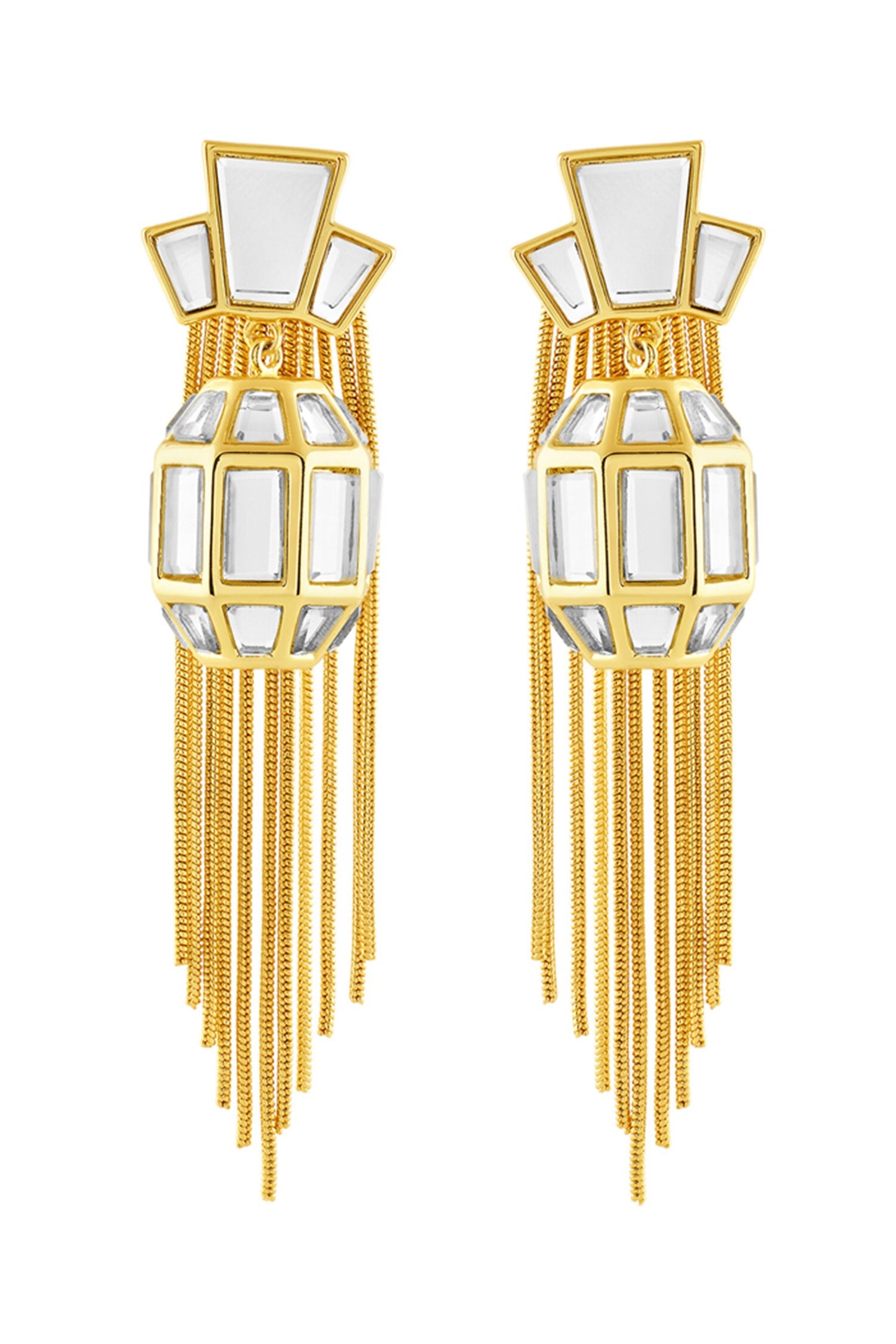 Bombay Deco Tassel Mirror Earrings 