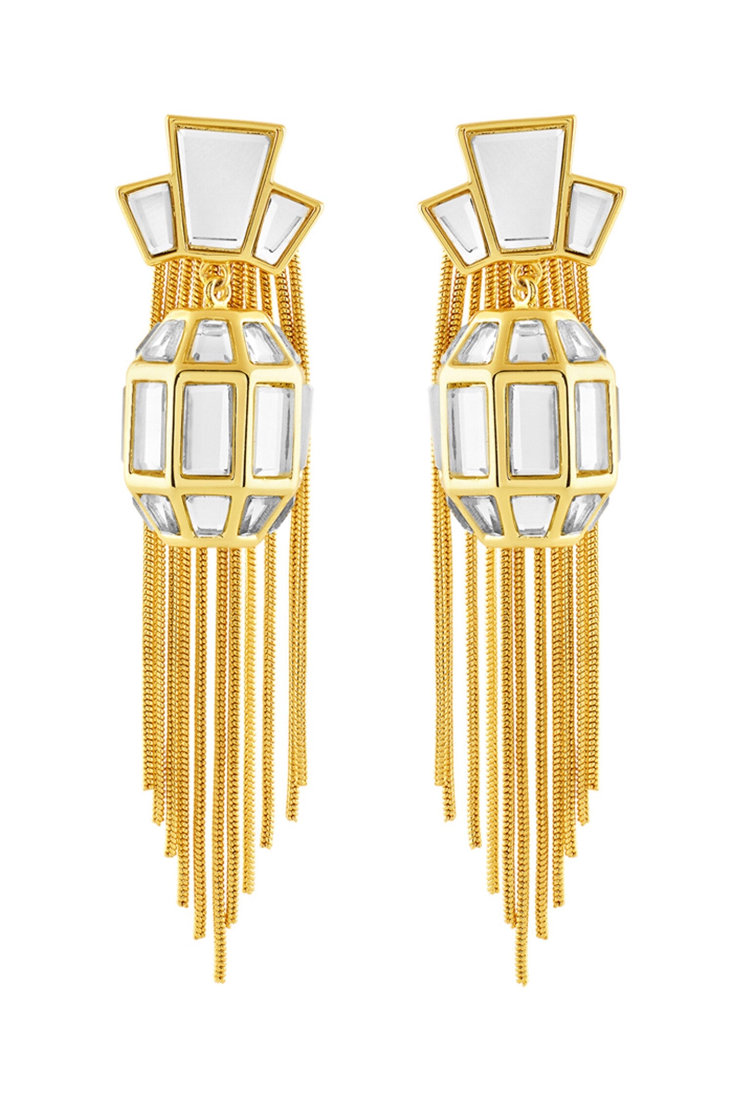 Bombay Deco Tassel Mirror Earrings 