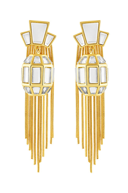 Bombay Deco Tassel Mirror Earrings 