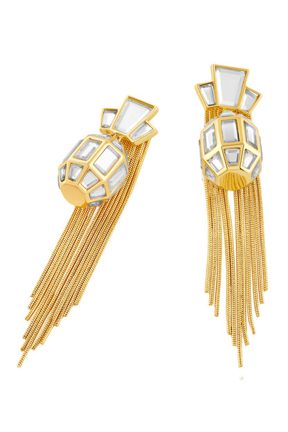 Bombay Deco Tassel Mirror Earrings 