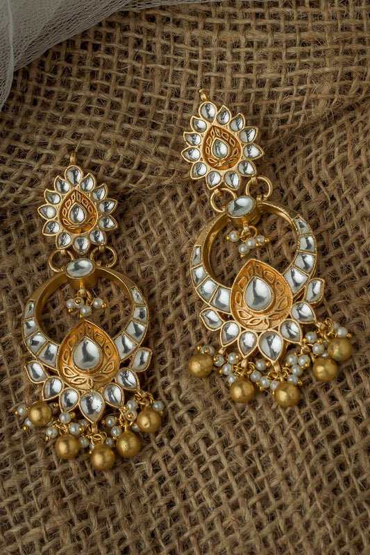 Kundan Embellished Chandbali Earrings 