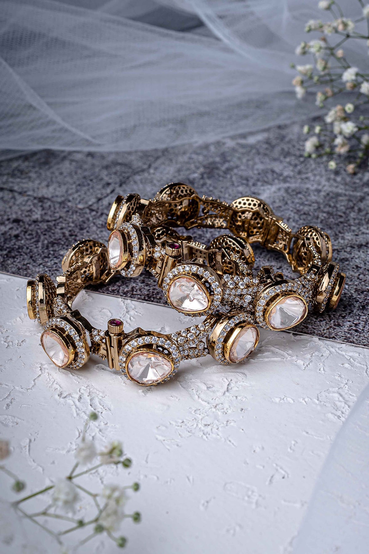 Asymmetric Embellished Bangles 
