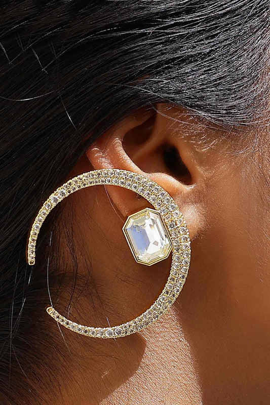 Chaand Crystal Crescent Cubic Zirconia & Swarovski Crystal Earring 