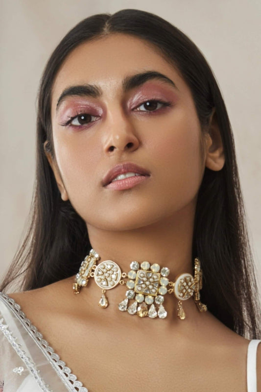 Veera Pearl & Kundan Crystal Encrusted Choker 