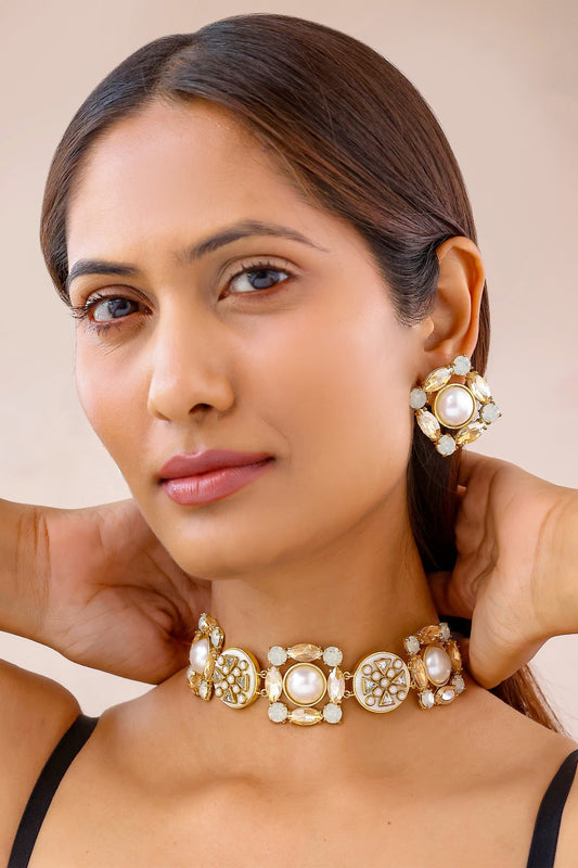 Veda Shell Stone & Pearl Choker 