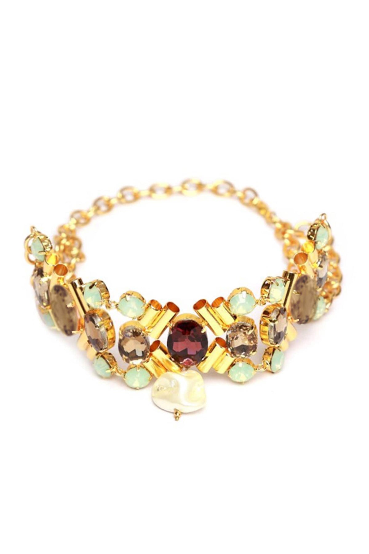 Charlotte Multi Crystal & Baroque Pearl Choker 