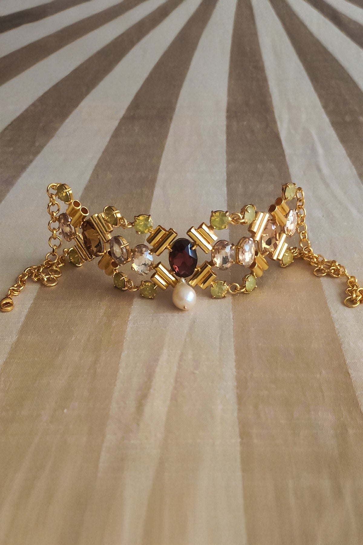 Charlotte Multi Crystal & Baroque Pearl Choker 