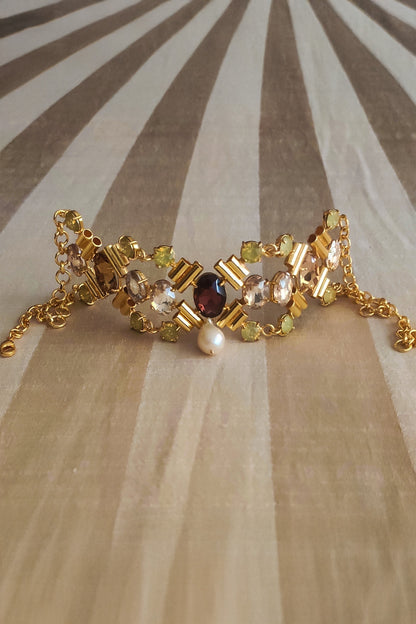 Charlotte Multi Crystal & Baroque Pearl Choker 