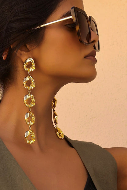 Pebble Molten Statement Pebble Molten Textured Shoulder Duster Earrings 