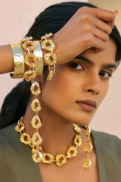 Pebble Molten Statement Pebble Molten Textured Shoulder Duster Earrings 