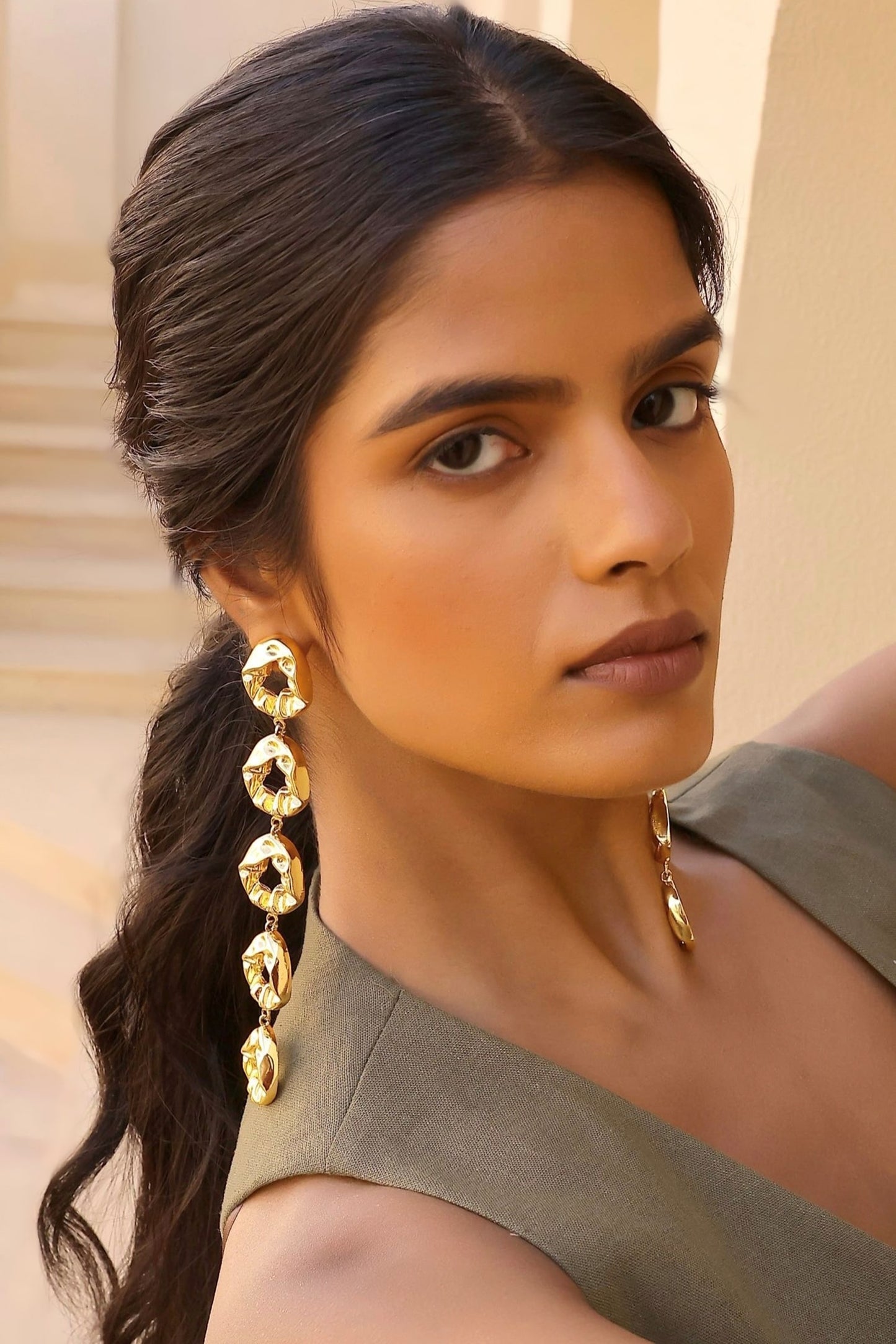Pebble Molten Statement Pebble Molten Textured Shoulder Duster Earrings 