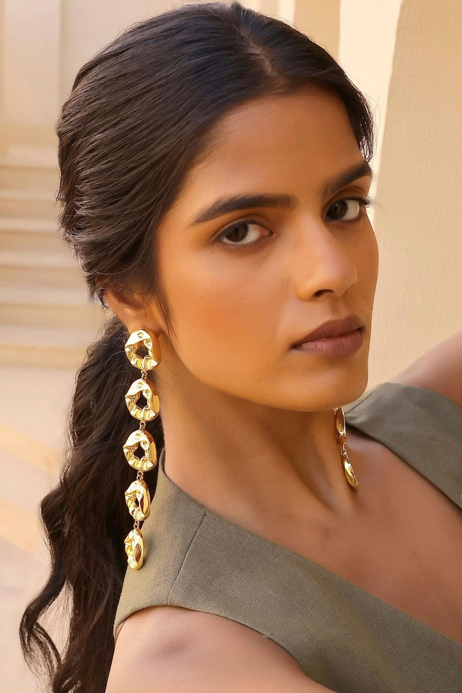 Pebble Molten Statement Pebble Molten Textured Shoulder Duster Earrings 