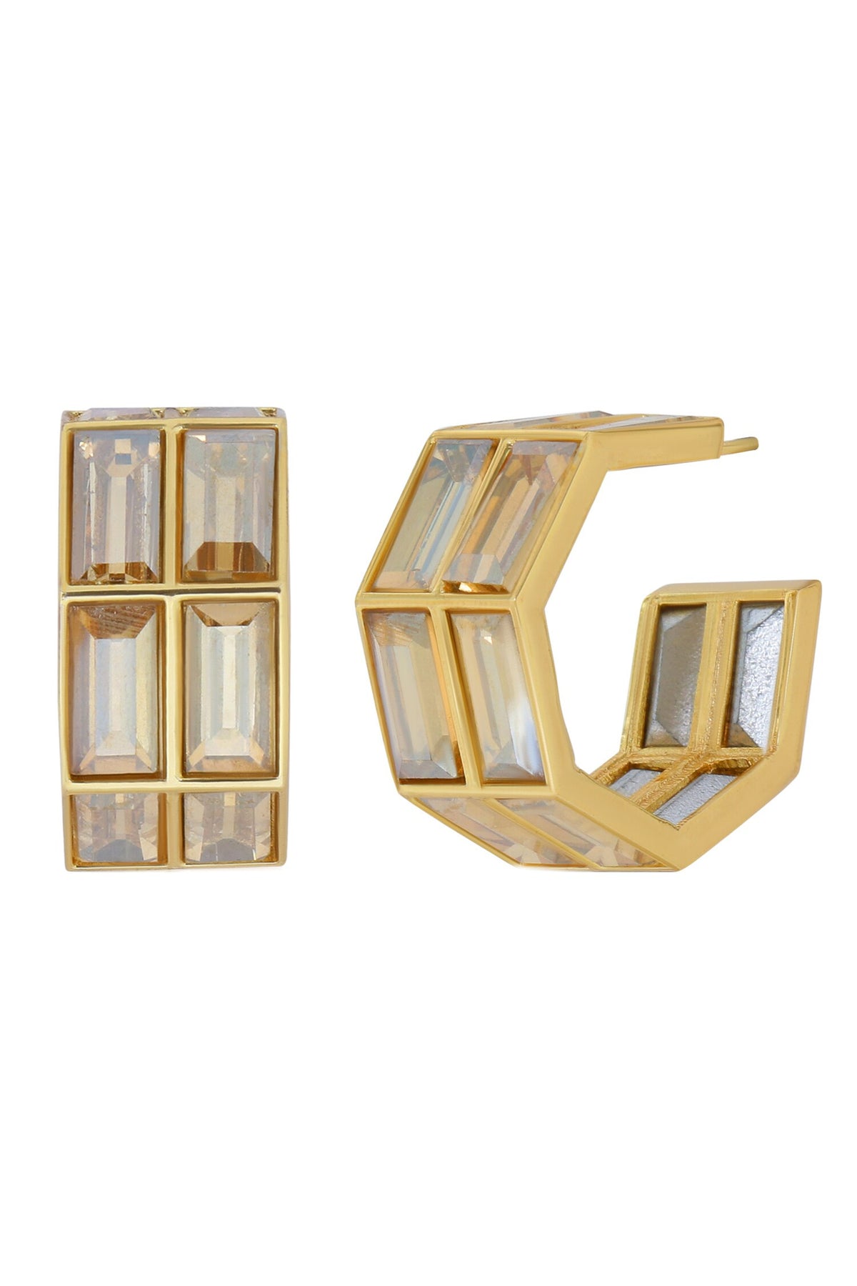 Chandelier Baguette Baguette Crystal Hoop Earrings 