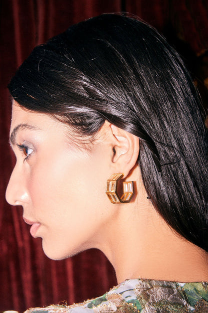 Chandelier Baguette Baguette Crystal Hoop Earrings 