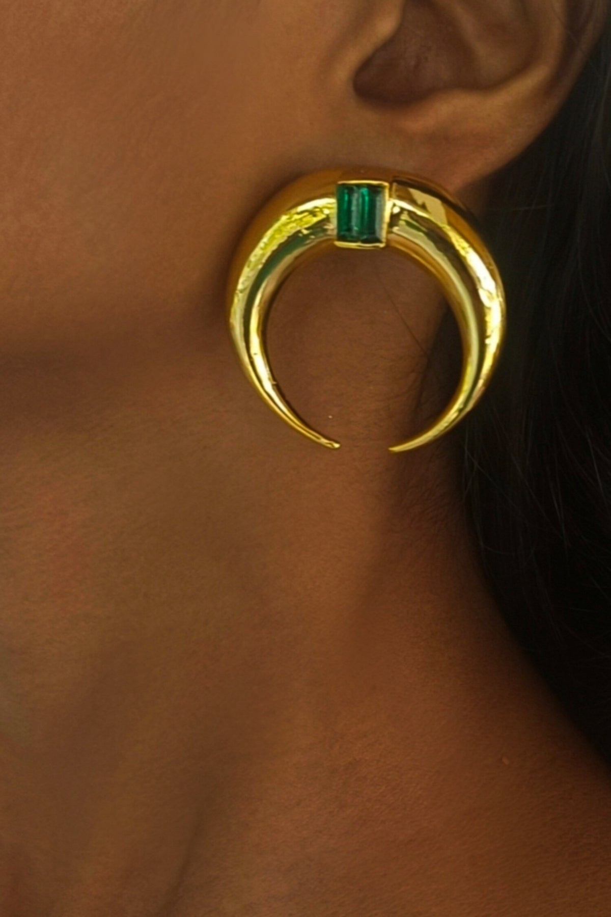 Copa Moon Moon Hoops With Baguette Crystals 