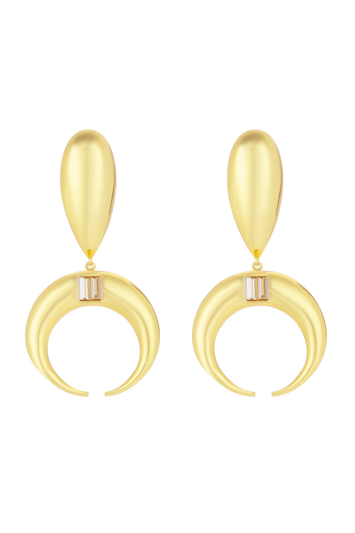 Copa Drop Gold Baguette Crystal Earrings 