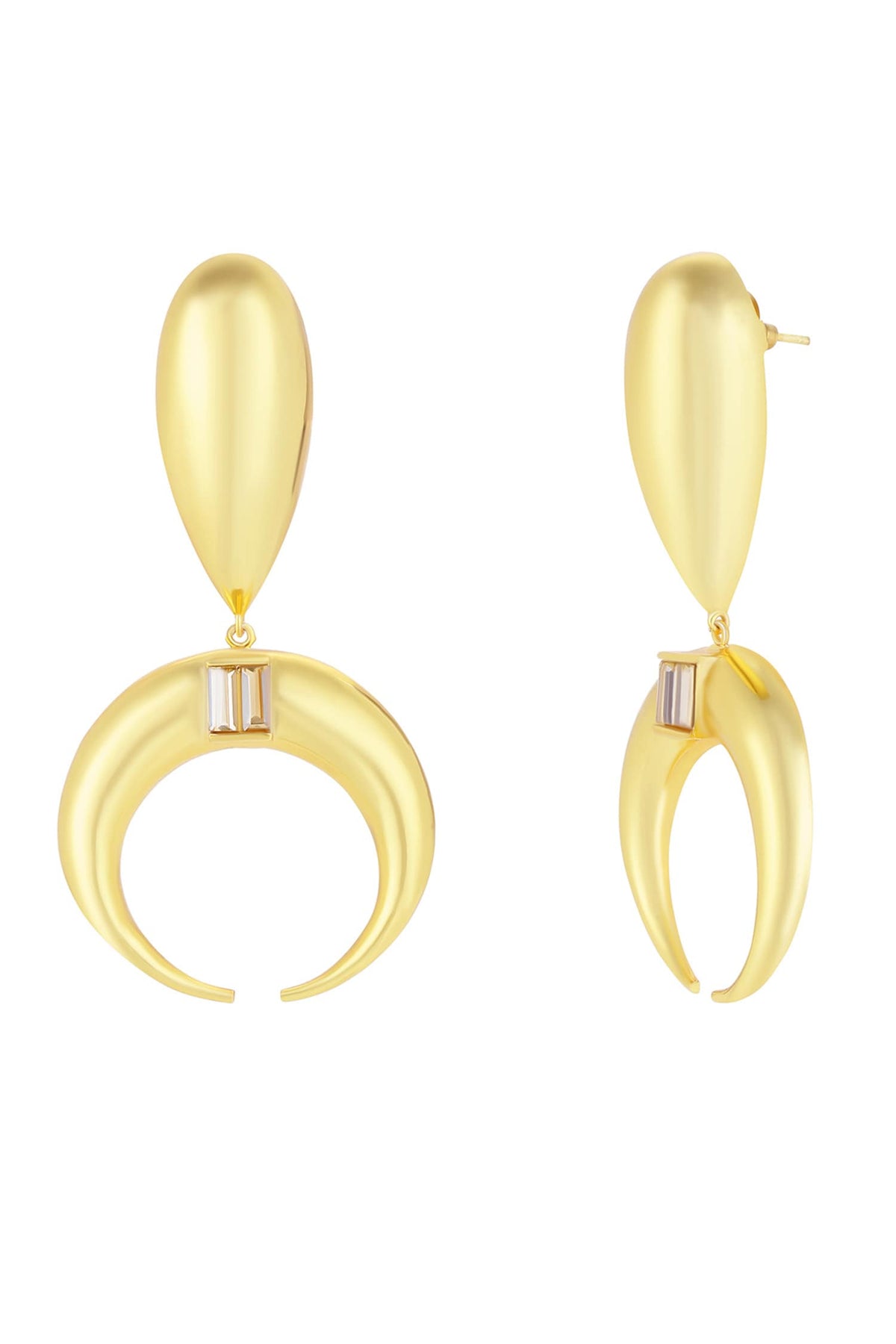 Copa Drop Gold Baguette Crystal Earrings 