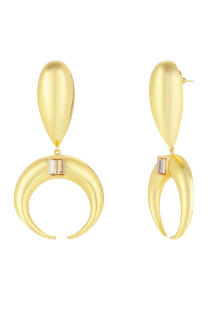 Copa Drop Gold Baguette Crystal Earrings 