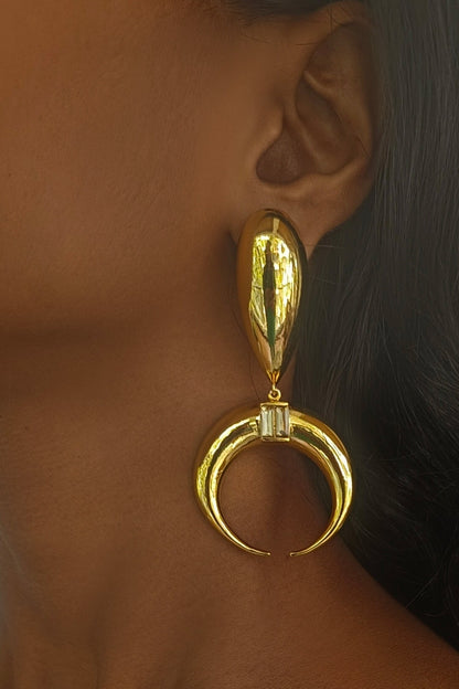Copa Drop Gold Baguette Crystal Earrings 