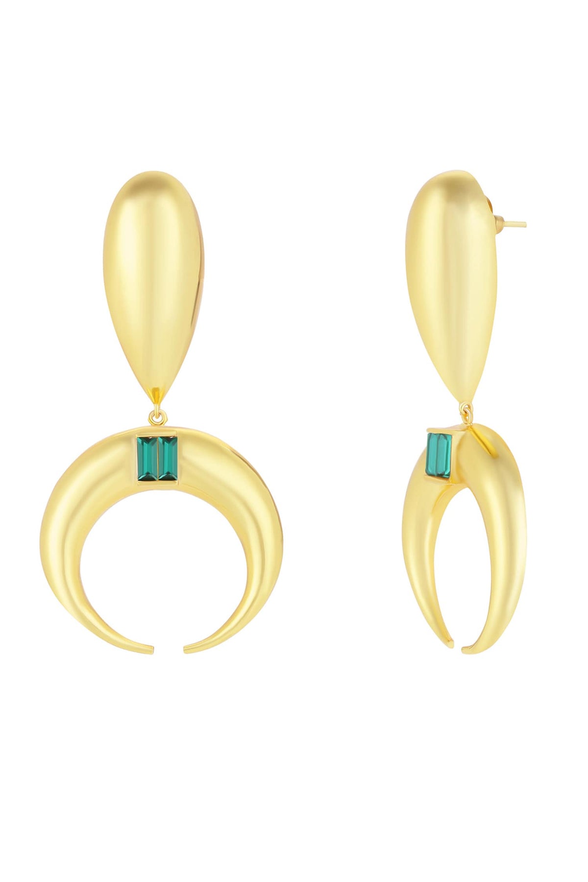 Copa Drop Gold Metal Baguette Crystal Earrings 