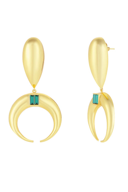 Copa Drop Gold Metal Baguette Crystal Earrings 