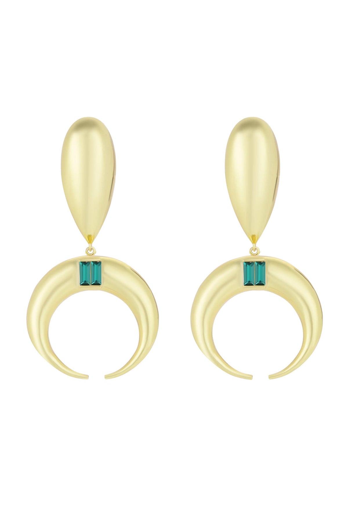 Copa Drop Gold Metal Baguette Crystal Earrings 