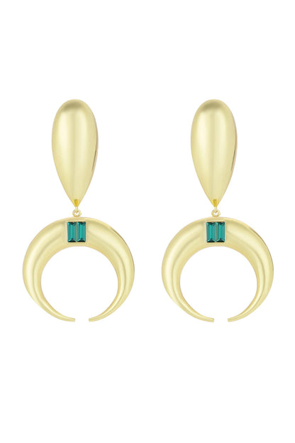 Copa Drop Gold Metal Baguette Crystal Earrings 