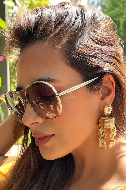 Chandelier Drop Baguette & Crystal Drop Chandelier Earrings 