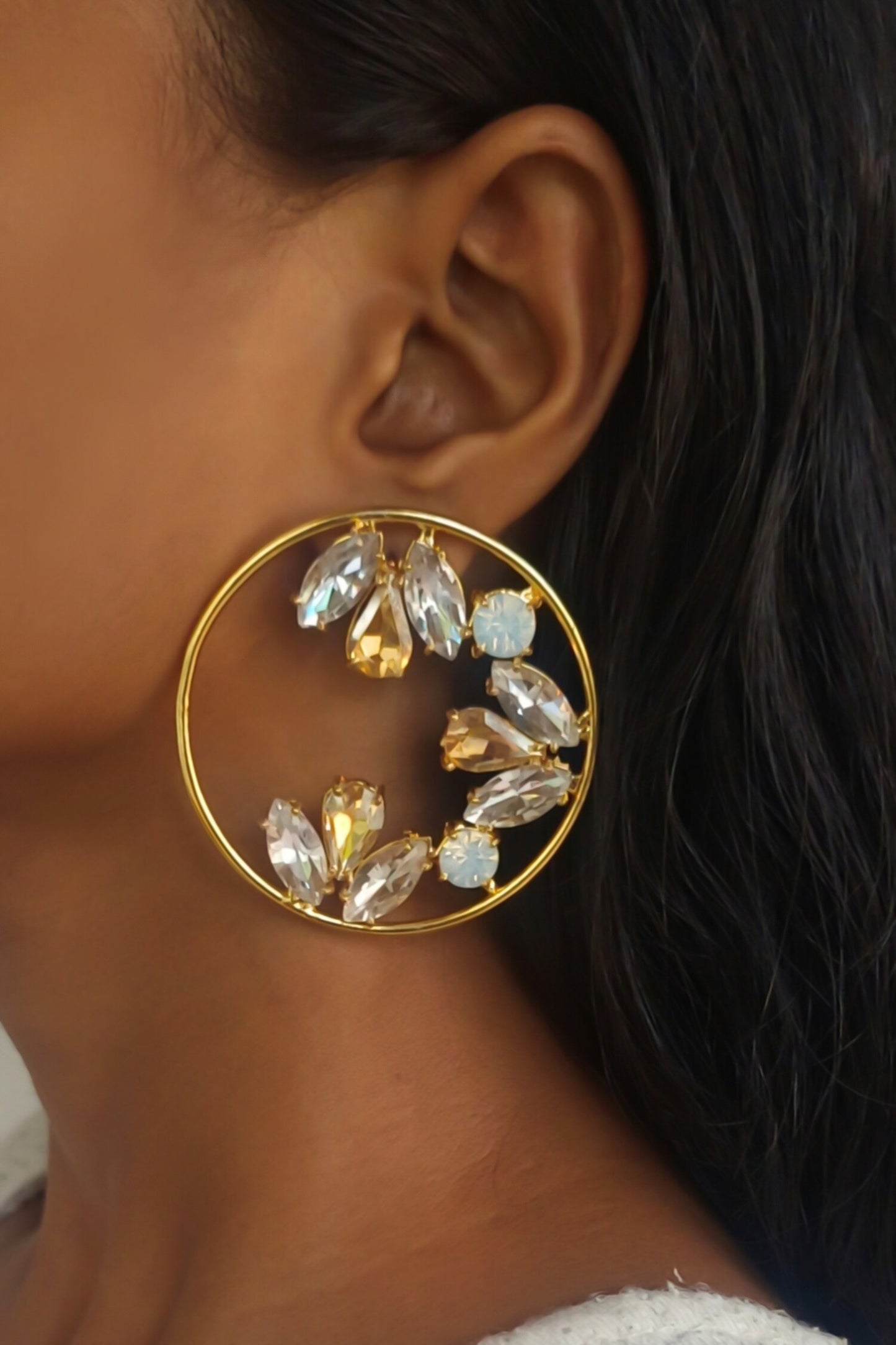 Sameera Crystal Multi-Jewelled Crystal Hoop Earrings 