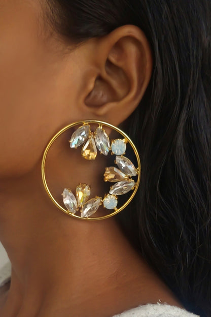 Sameera Crystal Multi-Jewelled Crystal Hoop Earrings 