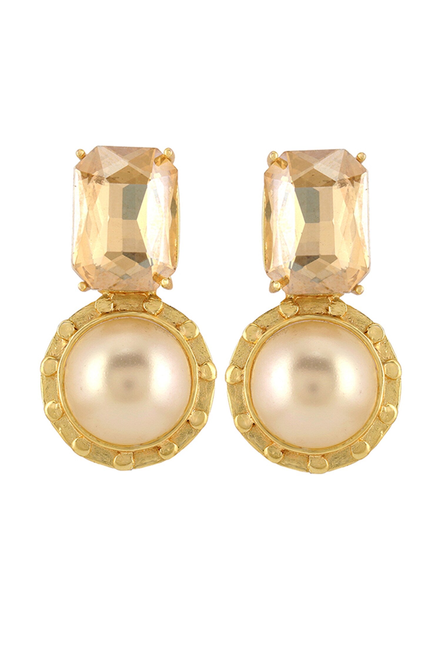 Tel Mini Crystal & Pearl Textured Studs 