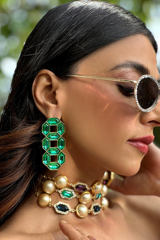 Cavana Statement Green Swarovski Crystal Statement Studs 