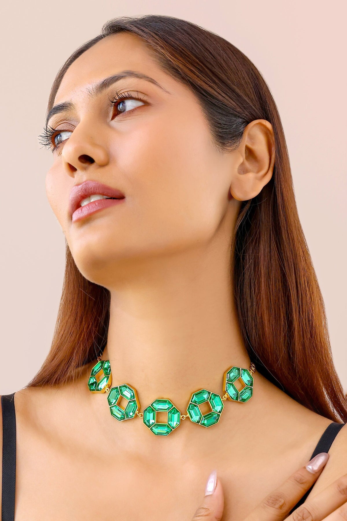 Cavana Geometric Crystal Choker With Adjustable Chain 